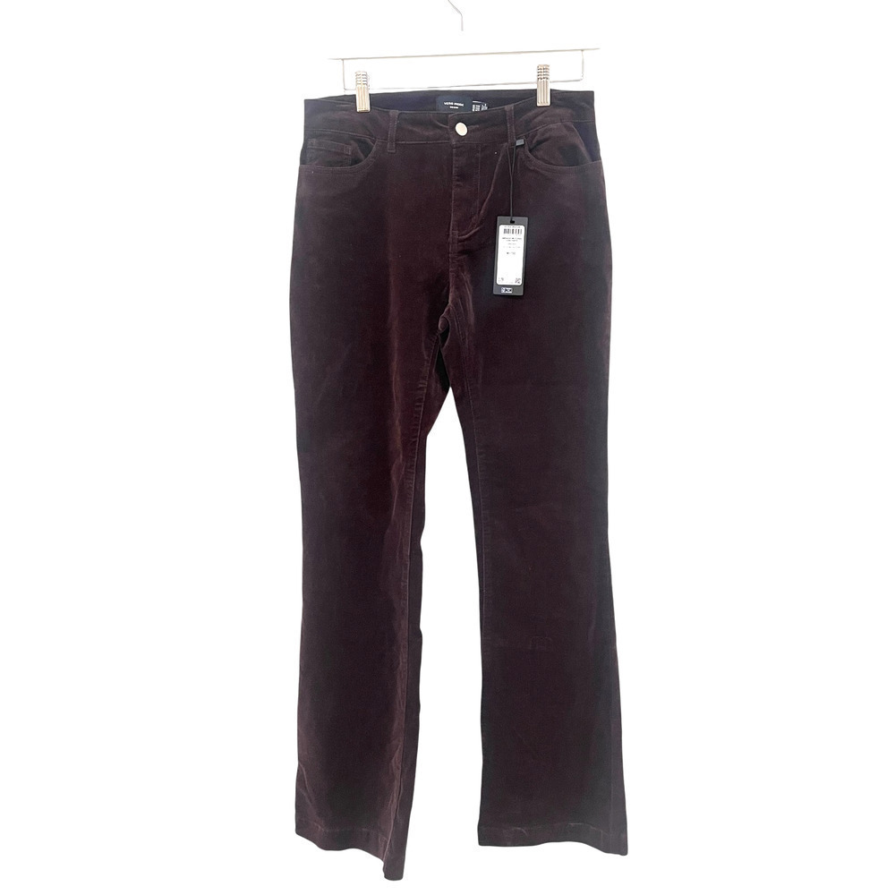 NWT Vero Moda Denim Sz 32 Coffee Bean Brown Flared Cordory PANTS Low Rise